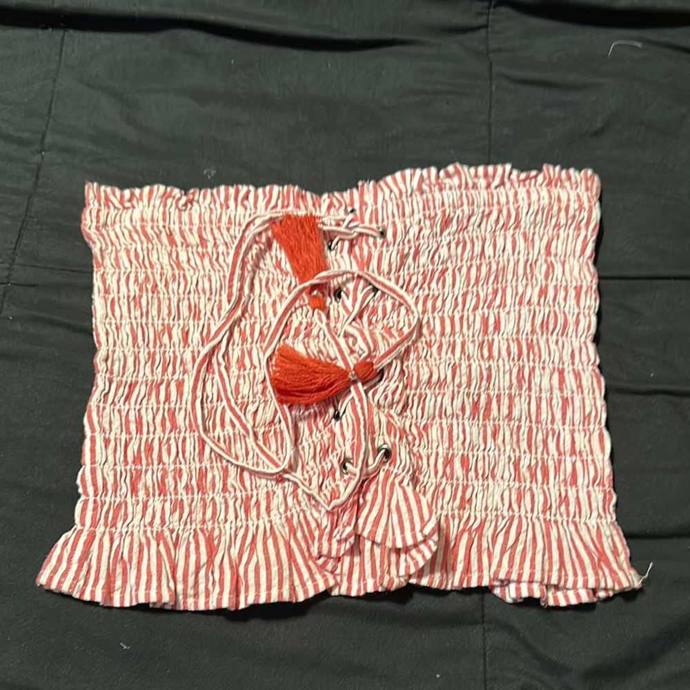 American Eagle Outfitters Red and White Striped Top